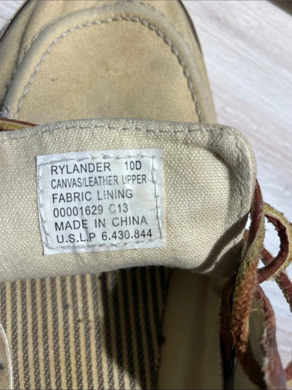 Polo by Ralph Lauren Tan Canvas with Brown Leather Trim Boat Shoes